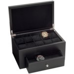 Кутия за часовници Beco Technic Piano Silk Collector's Box For 18 Watches In Matt Black, Black Velvet